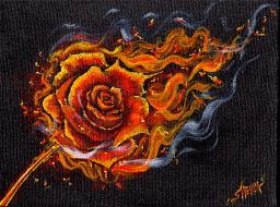 Burning Rose original signed acrylic painting by the Art Sherpa 