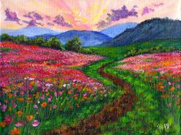 Path Among The Wildflowers Original Signed Acrylic Painting By The Art Sherpa