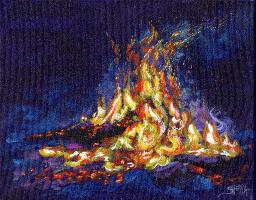 Fuel to the fire Original Signed Acrylic Painting By The Art Sherpa