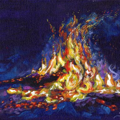 Fuel to the fire Original Signed Acrylic Painting By The Art Sherpa