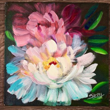 The Art Sherpa painting Peony 8 x 8 (free gift with purchase)