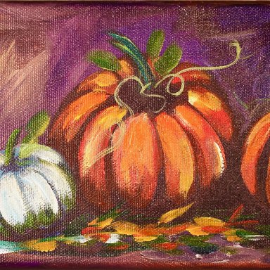 The Art Sherpa painting Fall Pumpkins on 5 x 7 (free gift with purchase) 
