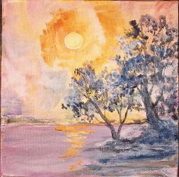 The Art Sherpa Misty Morning, gallery wrapped canvas 6 x 6 (free gift with purchase)