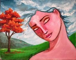 The Art Sherpa painting Fall Fantasy Face, 8 x 10 (free gift with purchase)