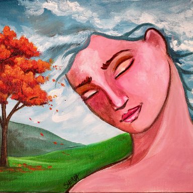 The Art Sherpa painting Fall Fantasy Face, 8 x 10 (free gift with purchase)