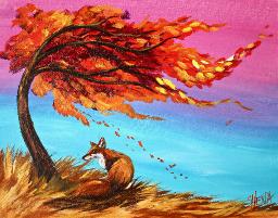 Sherpa Fall Fox Painting 8 x 10 (free gift with purchase)