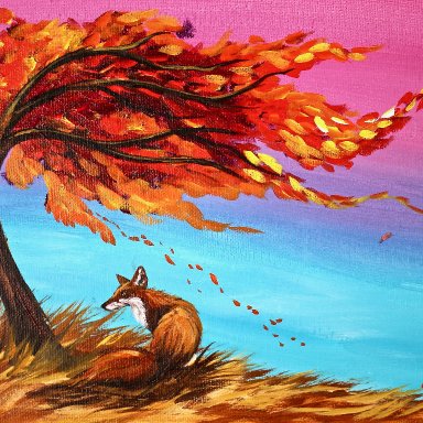 Sherpa Fall Fox Painting 8 x 10 (free gift with purchase)
