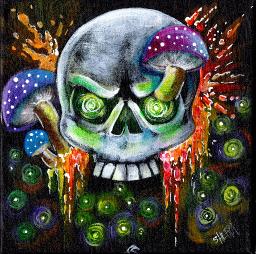 Sherpa Stash Sale - Mushroom and Skull Spooky Magic Painting