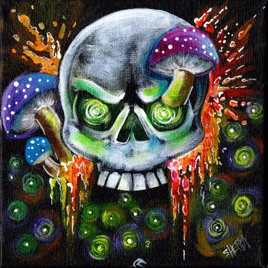 Sherpa Stash Sale - Mushroom and Skull Spooky Magic Painting