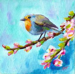 Sherpa Stash Sale - Beautiful Bird on a Branch Painting