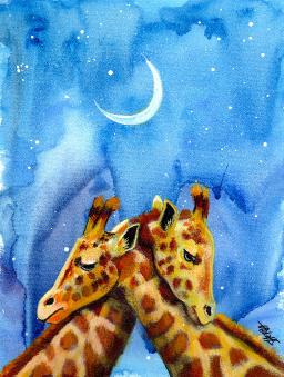 Sherpa Stash Sale - Giraffe Love Under the Stars Mixed Media Painting