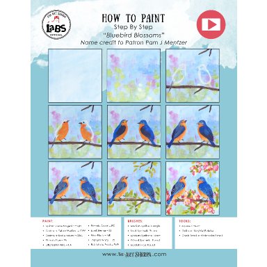 Blue Lovebirds on a Flowering Branch 