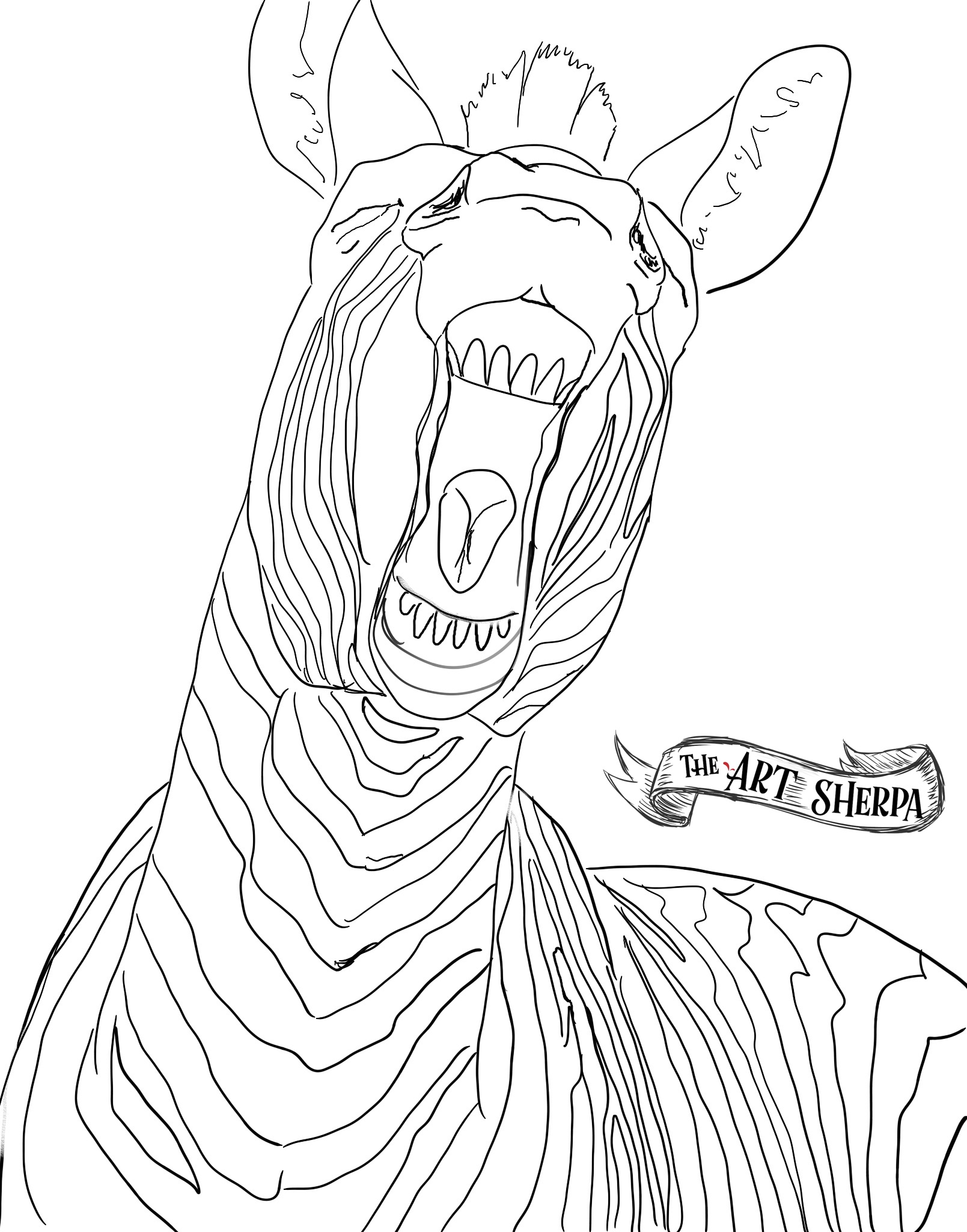 Easy How to Draw a Zebra Tutorial and Zebra Coloring Page