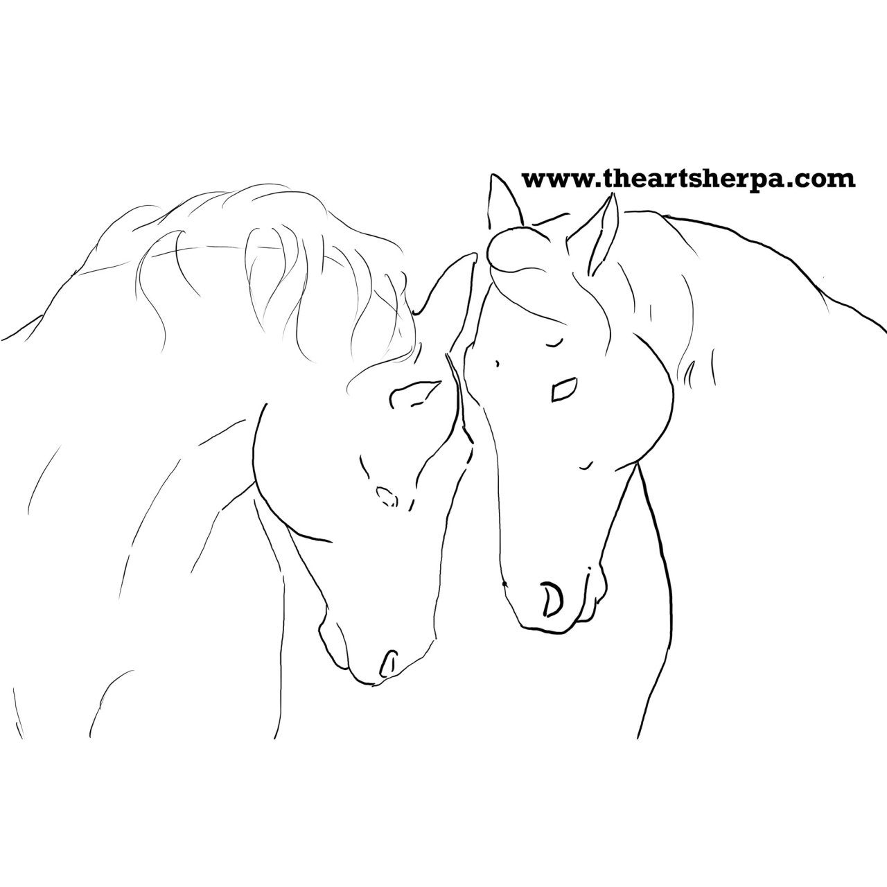 White Horses in Watercolor