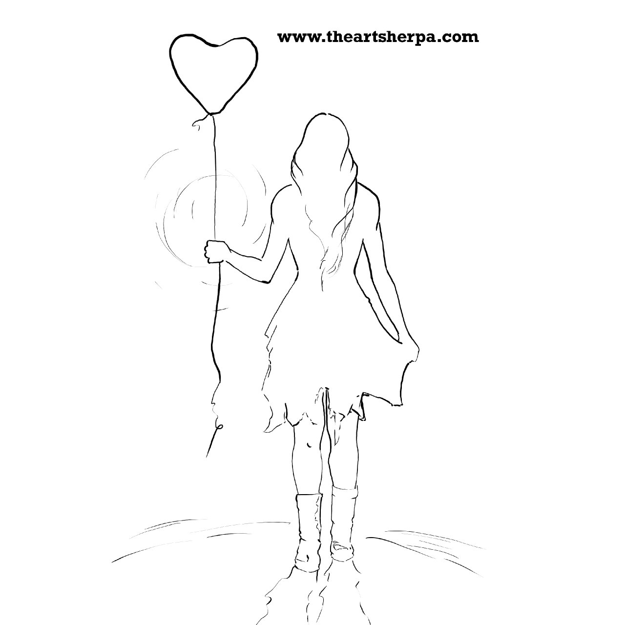 Girl with heart balloon 