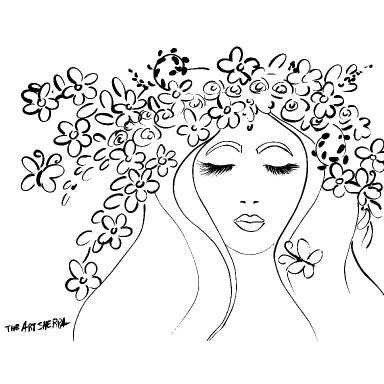 Girl with flower crown line drawn tracebale 2023 .jpg