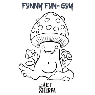 Funny Fun-Guy Mushroom Doodle Free Gift 