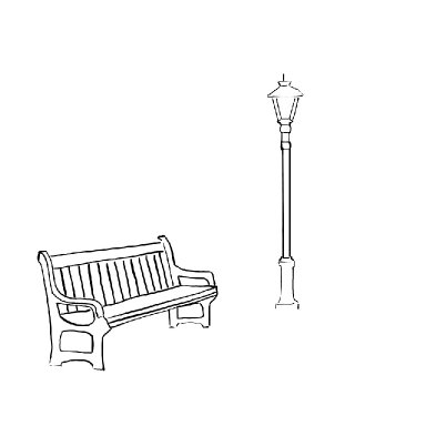 Winter park Bench and Lamppost 