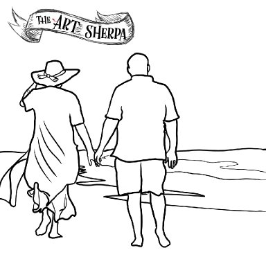 couple in love walking on beach Acrylic April trace 21.jpg