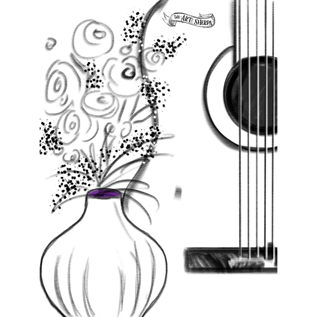 Guitar and flower traceable 
