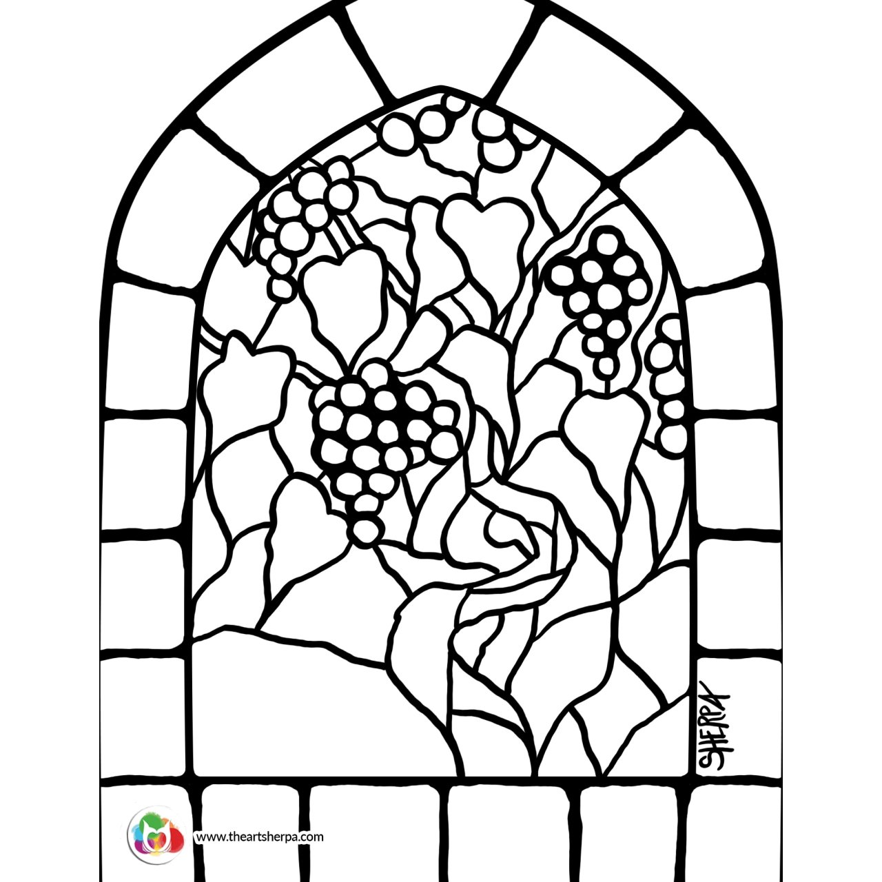 Grape Vines Stain Glass And Stone