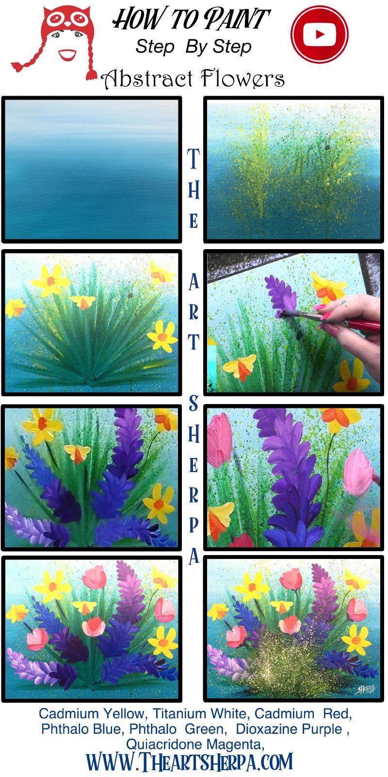 Painting Tutorial  Abstract Flowers with Acrylic Paint on