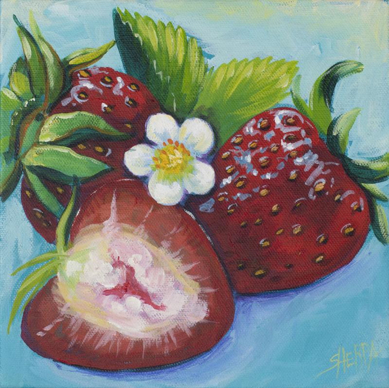 Realistic Strawberries Easy Daily Painting Step By Step Acrylic