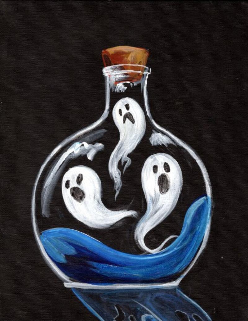 Ghost In A Bottle 13 Days Of Halloween Live Stream Painting Step By