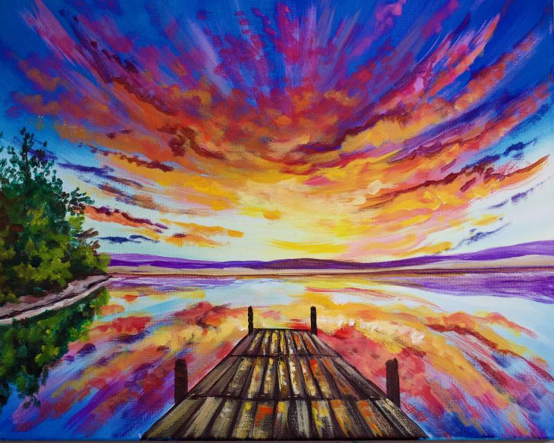 Dreamy Sunset With Dock Step By Step Acrylic Tutorial Theartsherpa