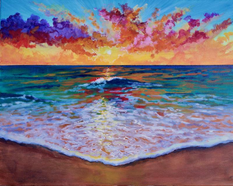 The Perfect Wave Ocean Sunset STEP By STEP Acrylic Painting