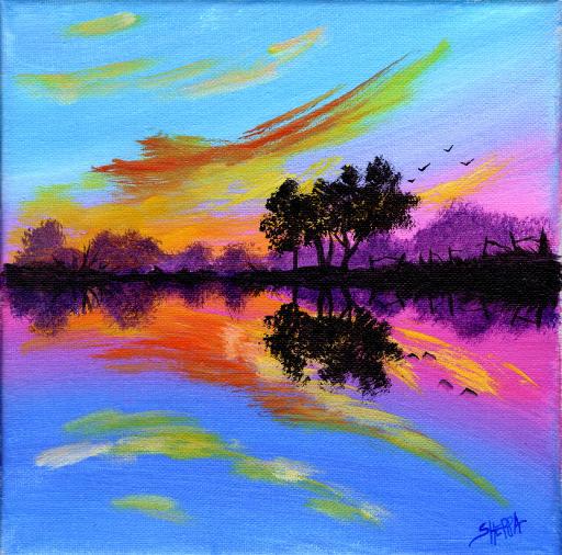 TAS210402.01 -Acrylic April Day 2 reflected sunset  Final .jpg