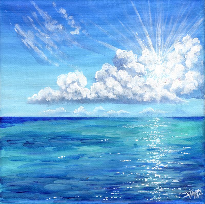 Easy How To Paint Clouds Over Ocean Step By Step Tutorial Day 4 # ...