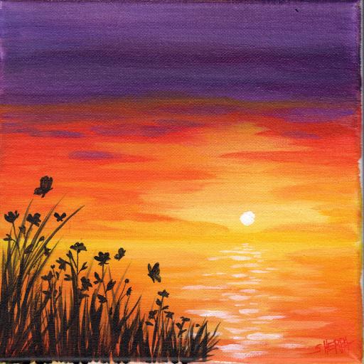 EASY SUNSET OCEAN Beginners Learn To Paint Acrylic Tutorial Step