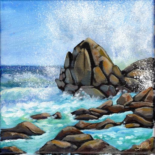 OCEAN WAVES CRASHING ON ROCKS Beginners Acrylic Tutorial Step By