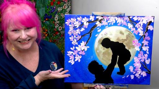 FATHER AND CHILD MOON FLOWER Beginners Learn To Paint Acrylic