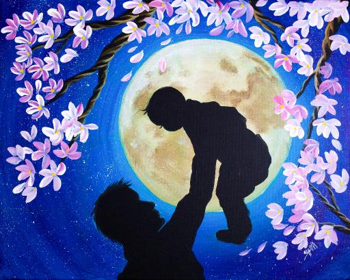 FATHER AND CHILD MOON FLOWER Beginners Learn To Paint Acrylic