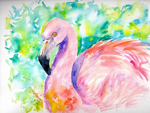 flamingo painting watercolor