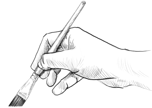 hand Holding brush Handdrawn .png