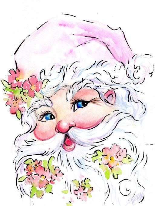 Vintage Santa watercolor pink .jpg