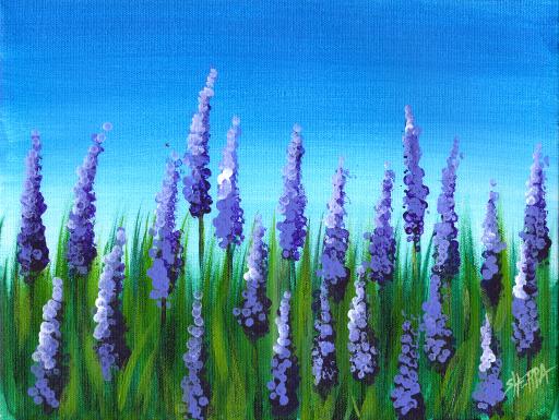 EASY How To Paint Lavender Flowers With Q Tips Beginner Acrylic