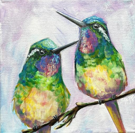 acrylic paintings of hummingbirds