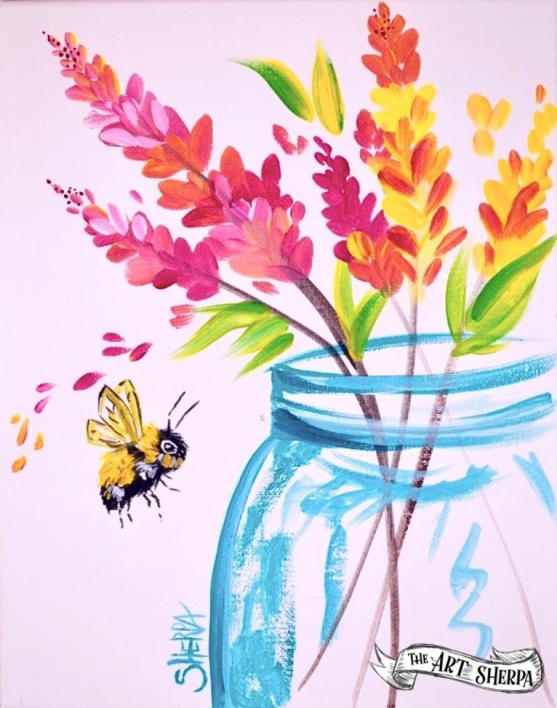 Easy Flower Jar Acrylic Painting Tutorial For Beginners Step By