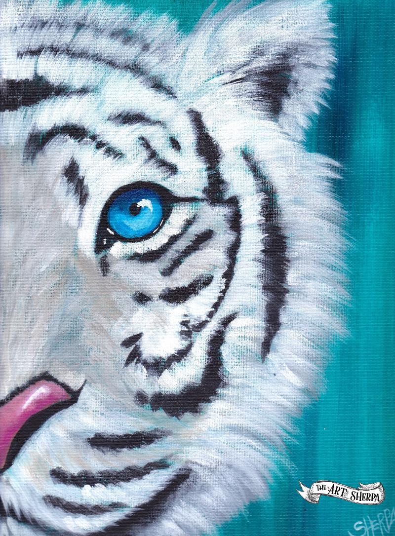 White Tiger Painting Acrylic