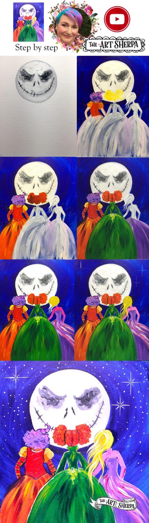 How To Paint With Acrylic On Canvas Hocus Pocus Witch Sisters | The Art