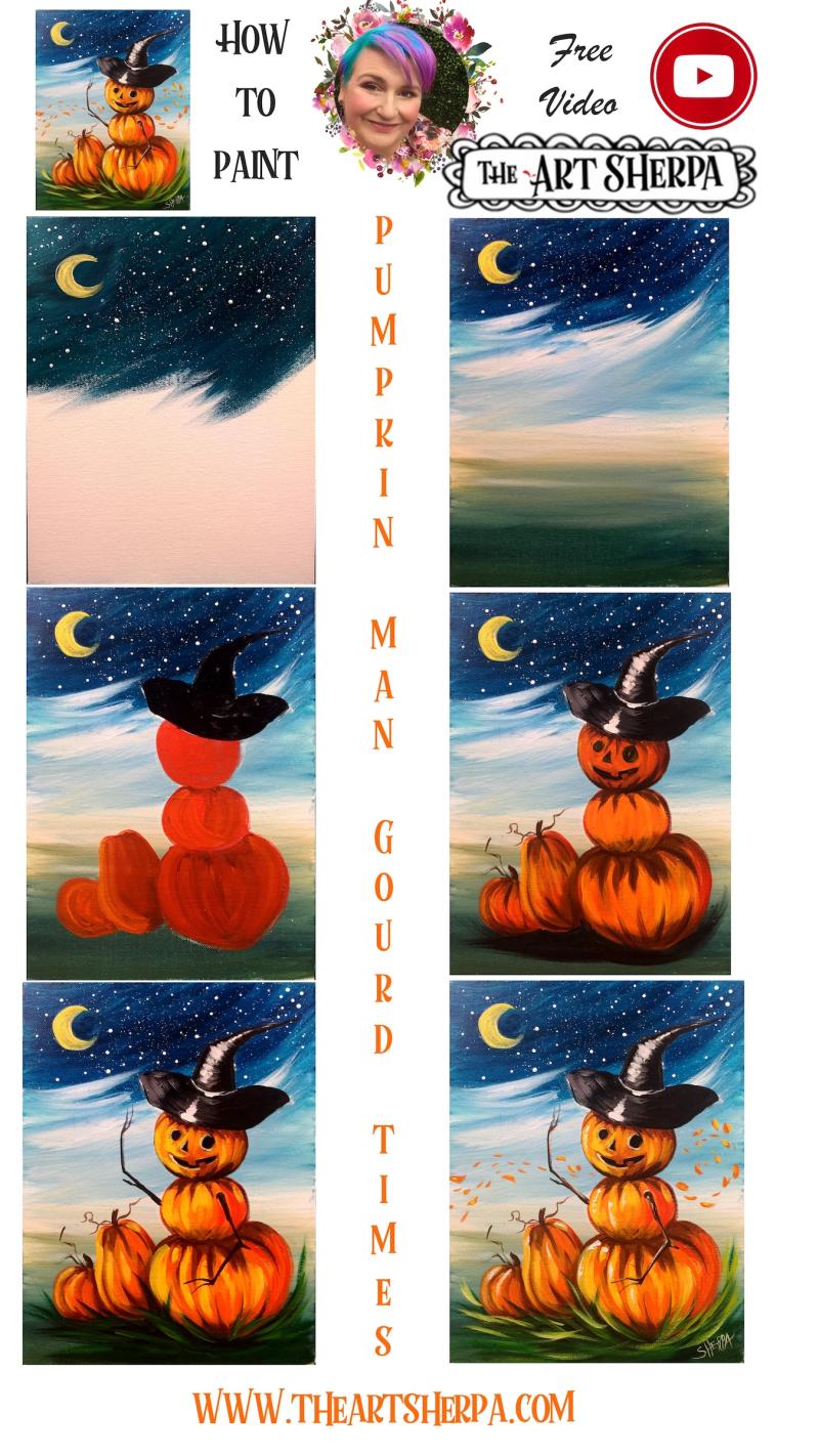 Pumpkin Man Returns Easy Acrylic Painting Step By Step 13 Days Of