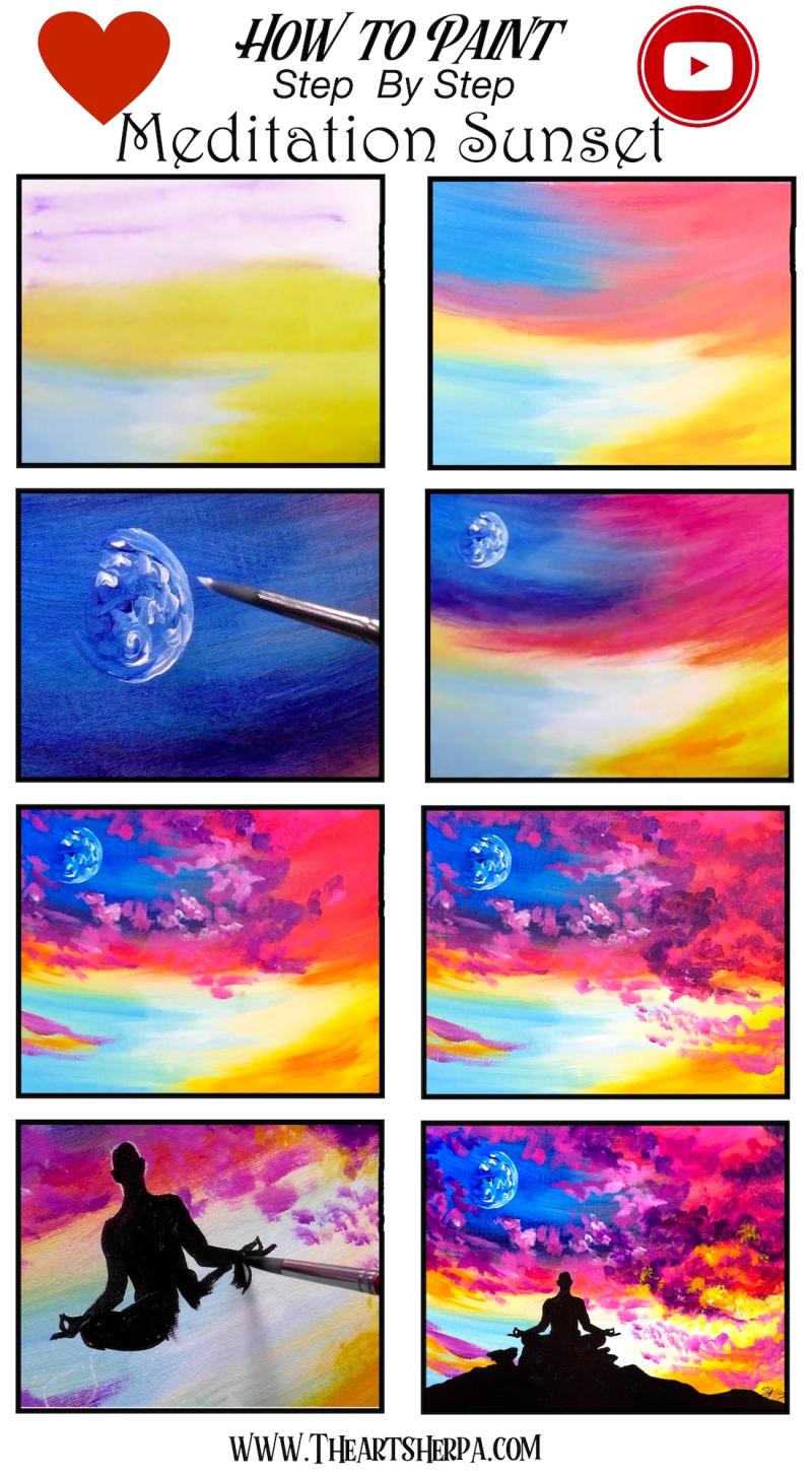 Community Vote 1 2 Or 3 Easy Sunset Acrylic Painting Tutorial Step By