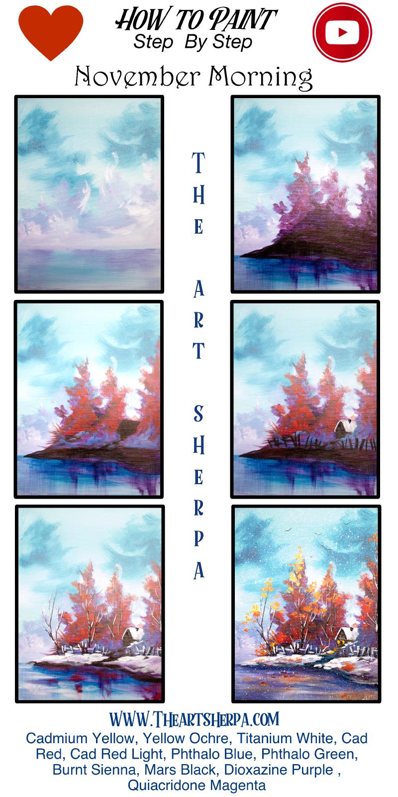 Fall Snow Landscape Easy Acrylic Painting Tutorial Step By Step Live