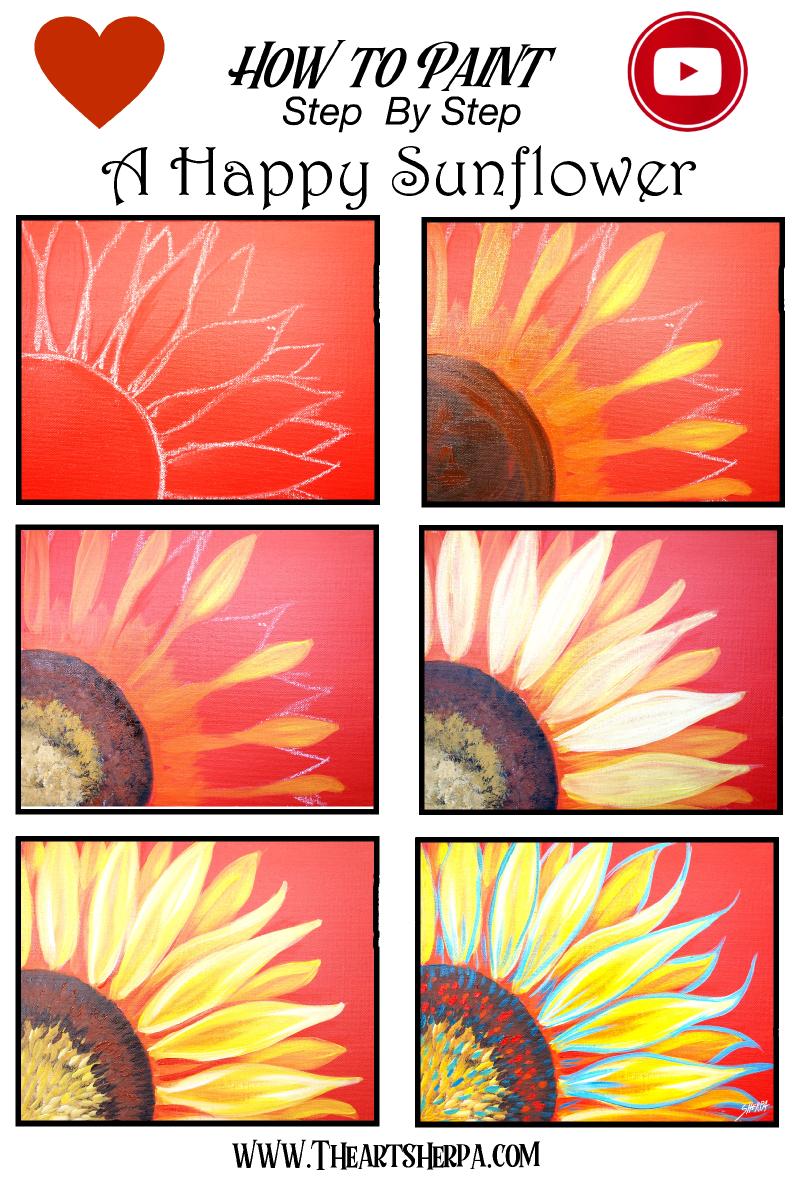 Easy Sunflower Acrylic Painting Tutorial Step By Step Live Streaming   800