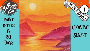 Easy Sunset Daily Painting  Step by step Acrylic Tutorials Day 1  #AcrylicApril2020