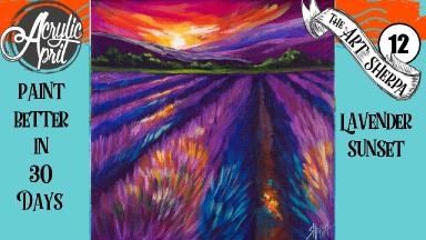 Lavender Field Sunset  Easy Daily Painting  Step by step Acrylic Tutorials Day 12  #AcrylicApril2020